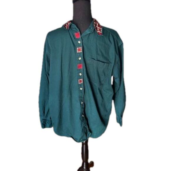 Haiks Teal Long-Sleeve Western Button-Up Shirt – Vintage - Picture 1 of 8